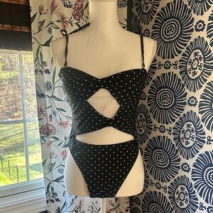 Black Polka Dot Cutout Swimsuit